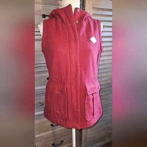 BURTON Women's Wine Colored Flannel Lined Hooded Vest